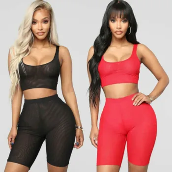 Sexy Women 2 piece Mesh Sleeveless Playsuit Bodysuit Romper Set Sleeveless Crop Top Tank+ Shorts
Sexy Women 2 piece Mesh Sleeveless Playsuit Bodysuit Romper Set Sleeveless Crop Top Tank+ Shorts