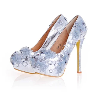 Wedding Crystal Shoes Bride Silver Women Pumps Ultra Sexy High Heel Genuine Leather Rhinestone Flower Platform Shoes Big Size 43
Wedding Crystal Shoes Bride Silver Women Pumps Ultra Sexy High Heel Genuine Leather Rhinestone Flower Platform Shoes Big Size 43