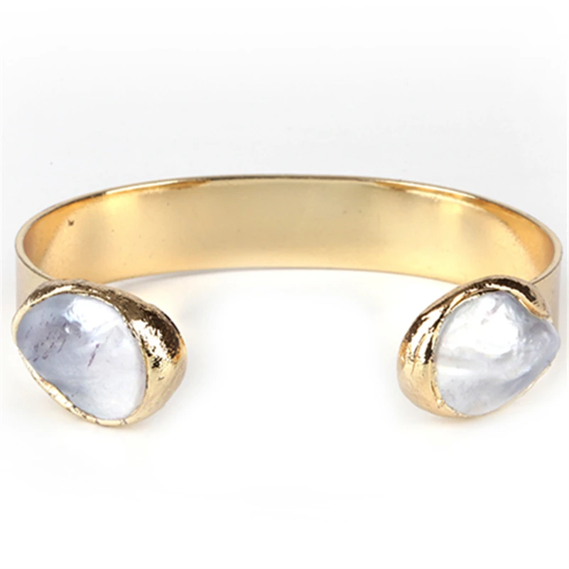 pure gold color double end charms off-white mother shell pearl bead harm charm adjustable resizable open bangle cuff for women
pure gold color double end charms off-white mother shell pearl bead harm charm adjustable resizable open bangle cuff for women