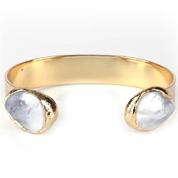 pure gold color double end charms off-white mother shell pearl bead harm charm adjustable resizable open bangle cuff for women
pure gold color double end charms off-white mother shell pearl bead harm charm adjustable resizable open bangle cuff for women