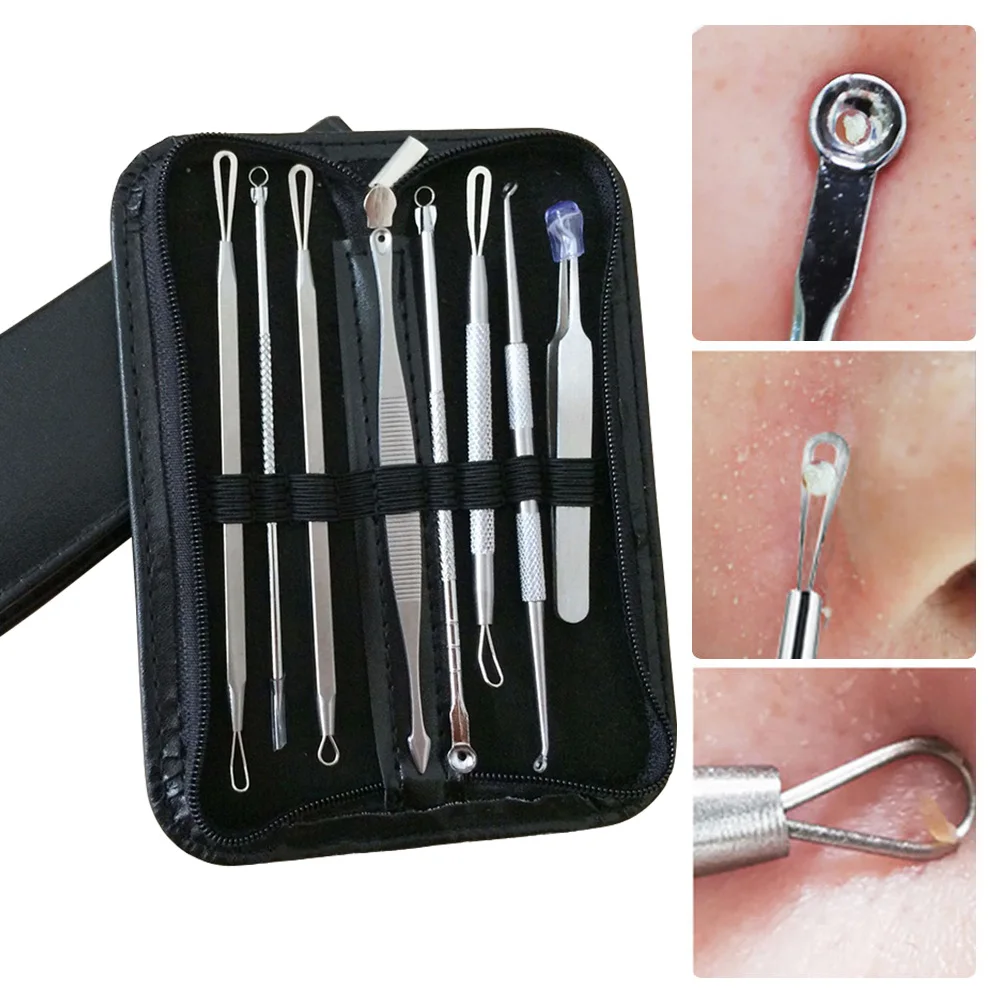 7/8pcs Black Dots Remover Acne Pimple Blemish Extractor Tool Blackhead Remover Tweezer Kit Pore Cleaner Acne Removal Needles Set
7/8pcs Black Dots Remover Acne Pimple Blemish Extractor Tool Blackhead Remover Tweezer Kit Pore Cleaner Acne Removal Needles Set