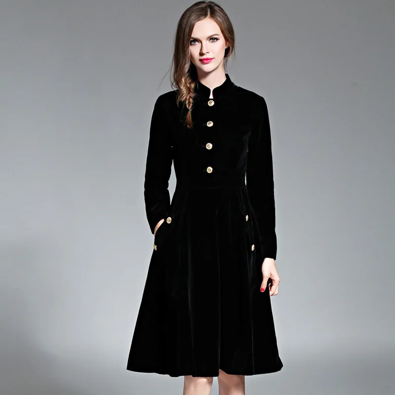 Velvet Vintage Button Pocket Tunic Big Hem Midi Dress Women Elegant Office Party Fashion Beach Dress 2019 Spring Clothing Black
Velvet Vintage Button Pocket Tunic Big Hem Midi Dress Women Elegant Office Party Fashion Beach Dress 2019 Spring Clothing Black