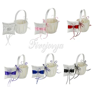 Wedding Ring Pillow 10cm Flower Basket with Satin Ribbon Bow Double Heart Rhinestone Buckle Flower Girl Basket for Wedding Decor
Wedding Ring Pillow 10cm Flower Basket with Satin Ribbon Bow Double Heart Rhinestone Buckle Flower Girl Basket for Wedding Decor