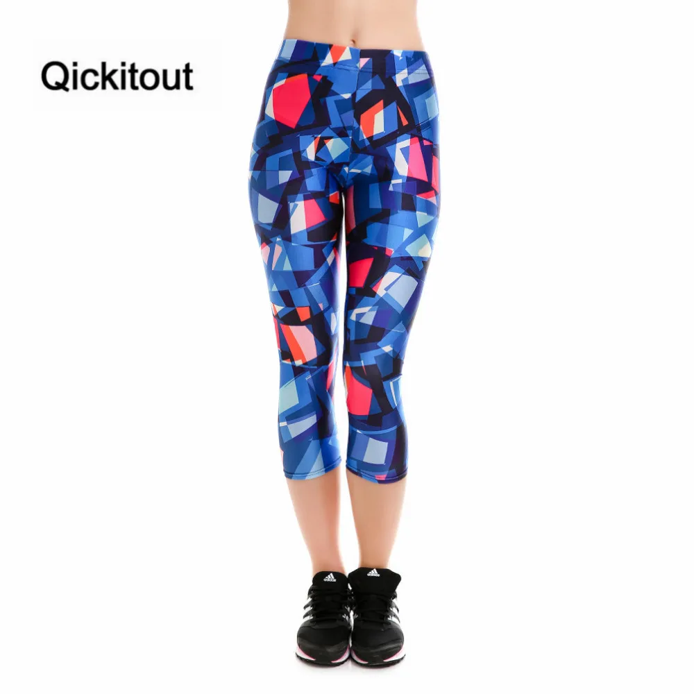 Qickitout Pants Hot New Women's Fitness Capris Slim Leggings Geometric Changeable&Brilliant Breathable Quick Dry Trousers | Женская
