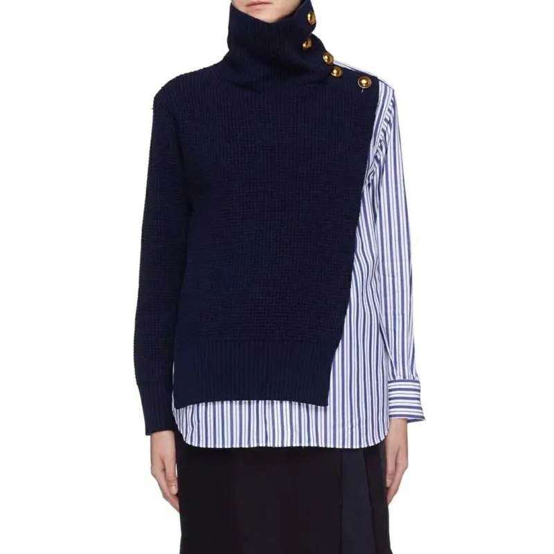 2019 Spring Irregular Women's Sweater Casual Long Sleeve Hit Colors Patchwork Striped Knitting Pullover
2019 Spring Irregular Women's Sweater Casual Long Sleeve Hit Colors Patchwork Striped Knitting Pullover