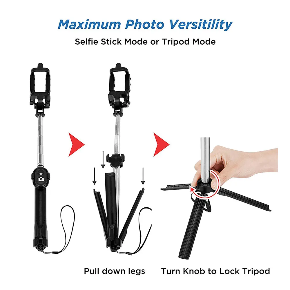 Portefeuille Selfie Stick Monopod Tripod Bluetooth Wireless Stand For Apple iPhone X 7 Plus 8 6 Samsung Galaxy S9 Plus S8 Holder (3)