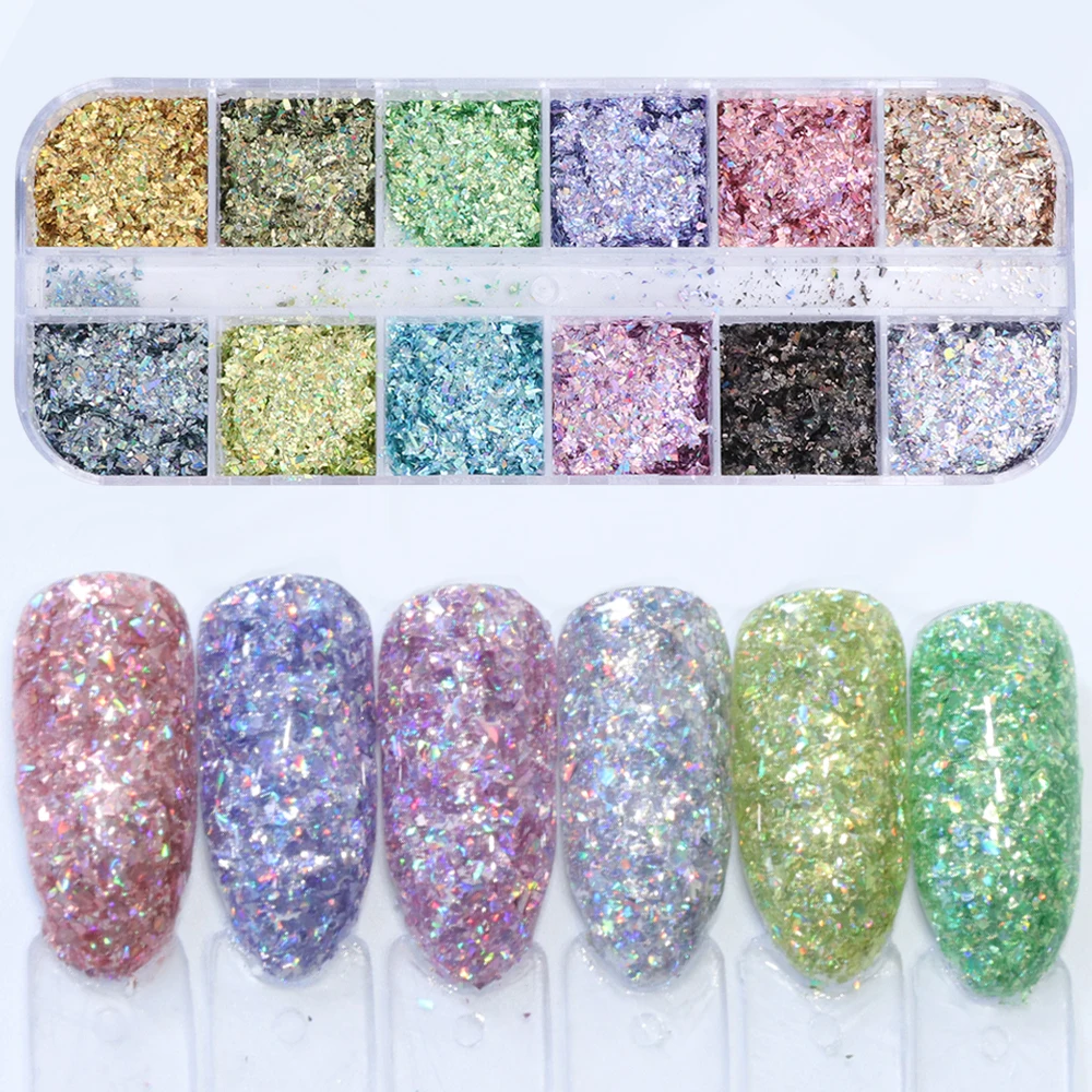 12 Grids Nail Powder Laser Summer Glitter Irregular Thin Flak Design Holographic Sparkly Shiny Mermaid Effect Nail Sequins TRALS
12 Grids Nail Powder Laser Summer Glitter Irregular Thin Flak Design Holographic Sparkly Shiny Mermaid Effect Nail Sequins TRALS