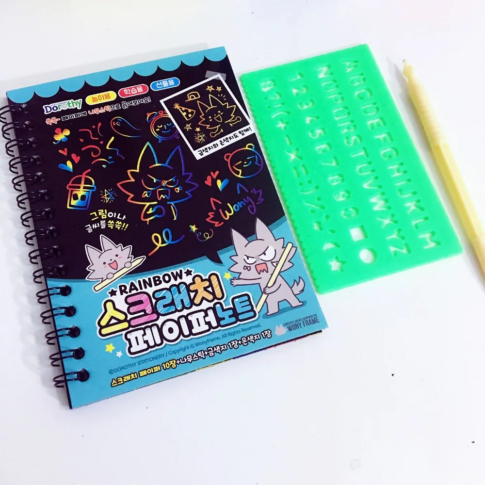 12 pcs Magical color scratches Art paper cards Scratching children's drawing toys with letter rulers
12 pcs Magical color scratches Art paper cards Scratching children's drawing toys with letter rulers
