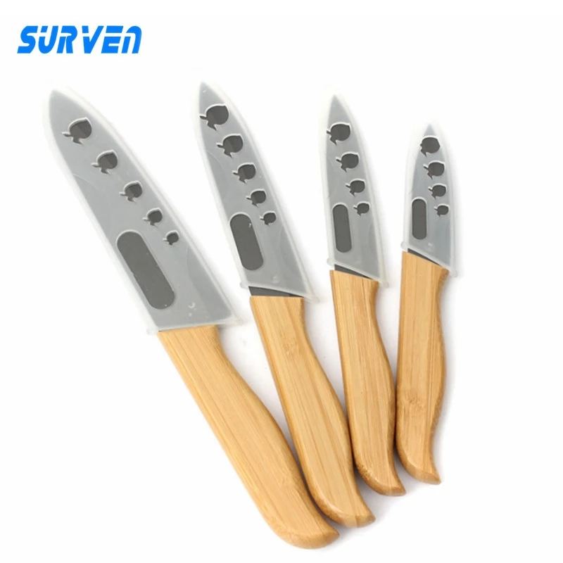 

SURVEN Black Blade Kitchen Fruit Knives Ceramic Knife Set 3" 4" 5" 6" inch Wooden Handle Meat Vegetable Paring Knife