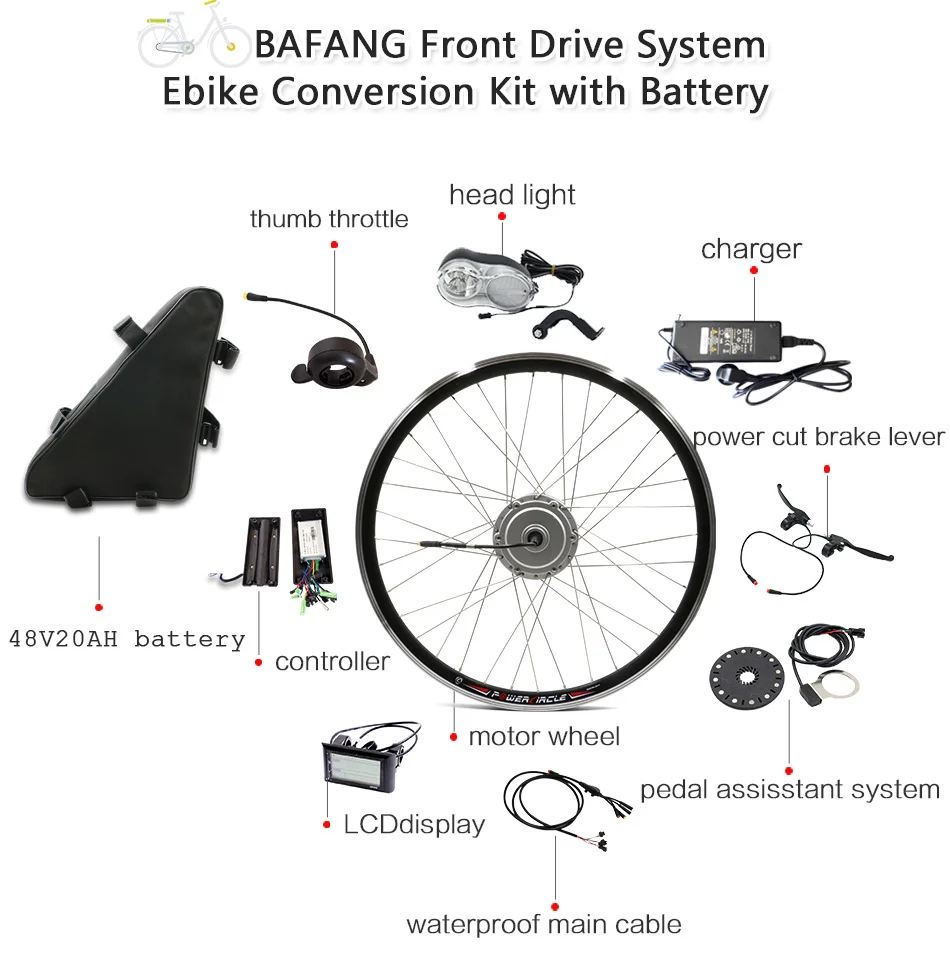 Flash Deal BAFANG motor 48V 500w electric bike conversion kit batterie velo electric motor 48v10ah/13ah battery 4