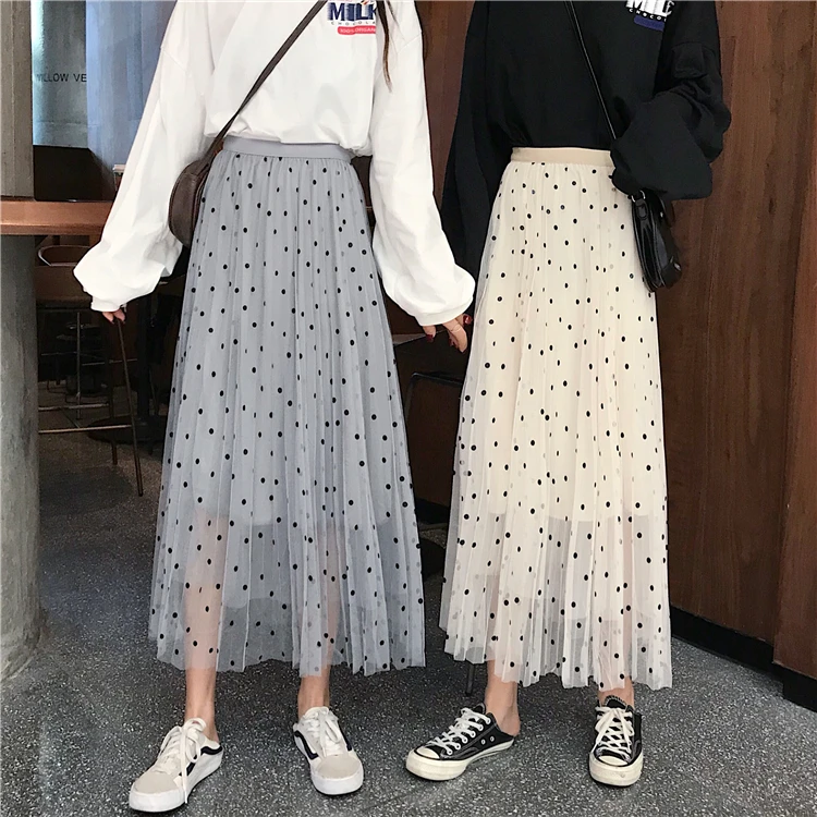 Women Mesh Skirts 2019 Spring Summer Fashion Female Elegant Long Pleated Skirts Casual Boho Tutu A-line Dot Maxi Skirt Lady
Women Mesh Skirts 2019 Spring Summer Fashion Female Elegant Long Pleated Skirts Casual Boho Tutu A-line Dot Maxi Skirt Lady