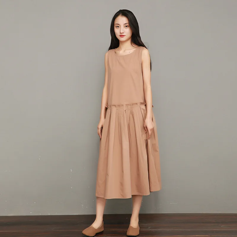 Johnature Women Sleeveless Dress 2019 Summer New Solid Color Casual Women Cloths Loose Fashion TankDress
Johnature Women Sleeveless Dress 2019 Summer New Solid Color Casual Women Cloths Loose Fashion TankDress