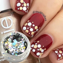 Laser prata redonda dot forma misturada 1-3mm fina sparkly paillette projetos gel polonês diy decoração dicas da arte do prego glitter trp36(China)