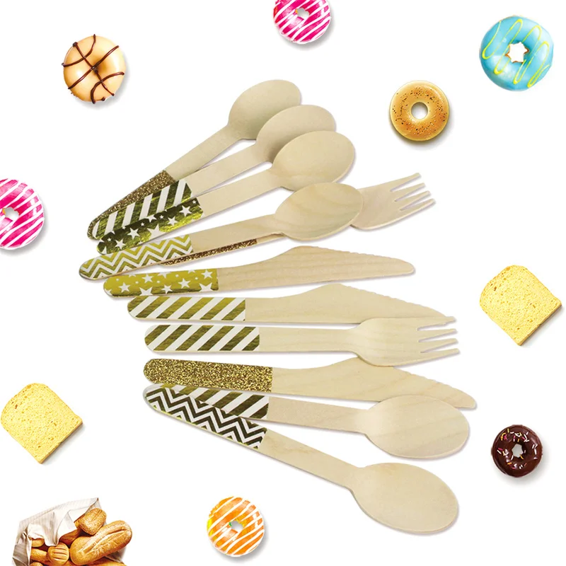 120pcs Disposable Foil Gold Party Wooden Utensil Cutlery for Wedding Table Setting Chevron Striped Star Wooden Fork Spoon Knife
120pcs Disposable Foil Gold Party Wooden Utensil Cutlery for Wedding Table Setting Chevron Striped Star Wooden Fork Spoon Knife