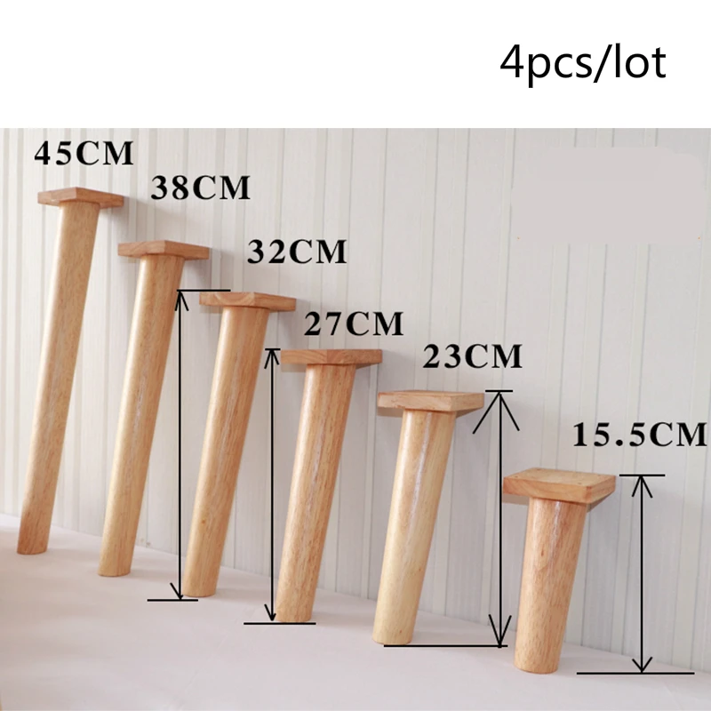 

4pcs/lot Solid Wood Household Sofa Leg Furniture Support Foot Oak Wooden Cabinet Table Heighten Stand Multipurpose Stool Feet