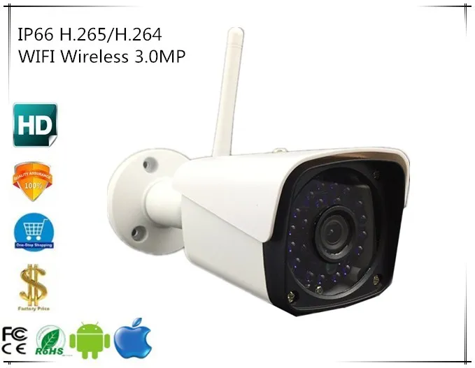 WIFI Wireless 3.0MP 2048*1536 IP Bullet Camera IP66 WaterProof 1080P H.265/H.264 24 LEDs CMS XMEYE Intelligent Analys IRC Audio
WIFI Wireless 3.0MP 2048*1536 IP Bullet Camera IP66 WaterProof 1080P H.265/H.264 24 LEDs CMS XMEYE Intelligent Analys IRC Audio