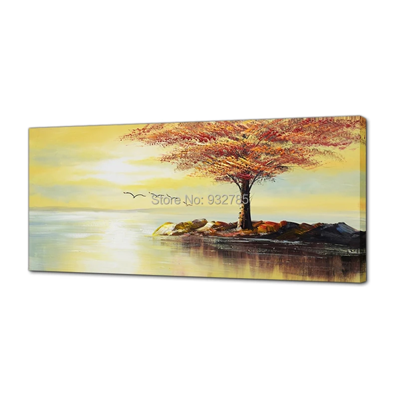 Modern-Abstact-Sunset-Flying-Birds-Oil-Painting-Red-Tree-Canvas-Art-Wall-Mural-Picture-Decoration-No (4)