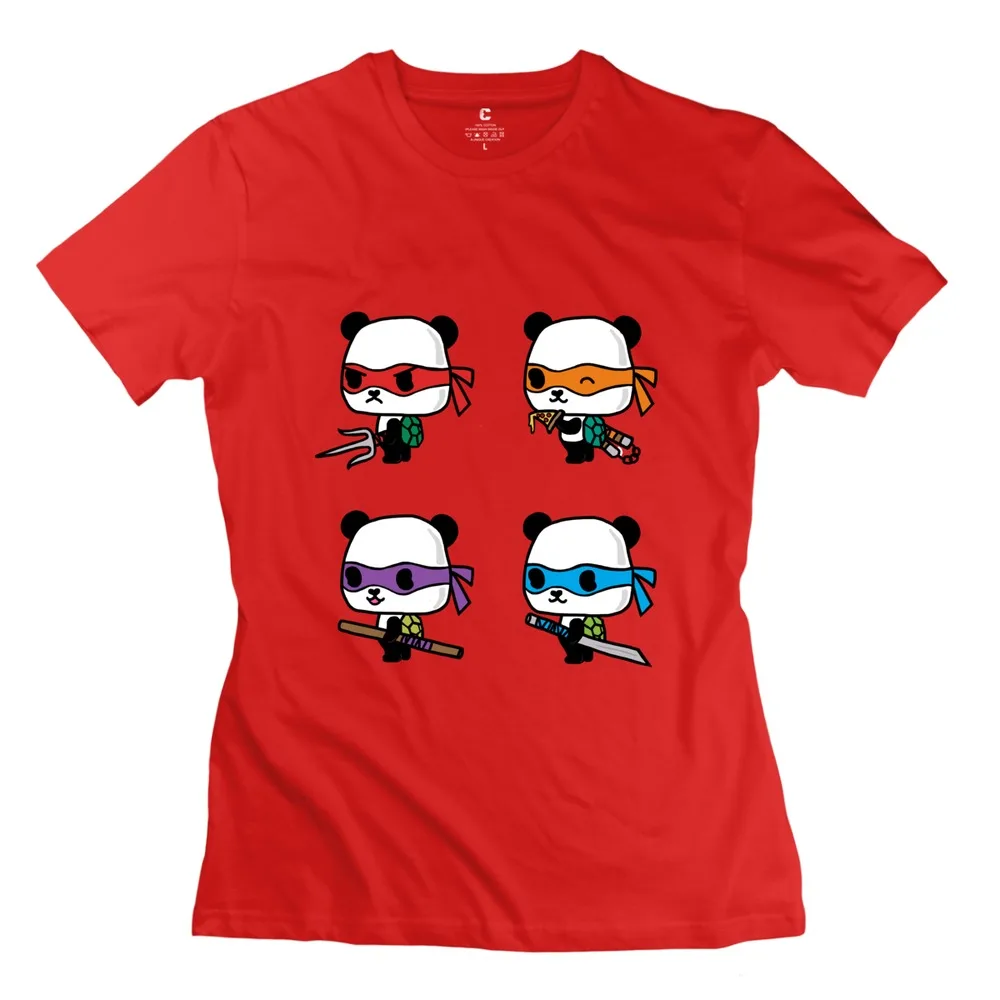 Free Shipping Teenage Mutant Ninja Pandas t shirt fashion o collar womensclassic t-shirt for women | Женская одежда