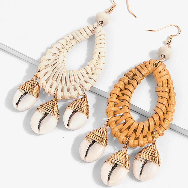 NEW Fashion Women Bohemia Shell Tassel Earrings Fan Dangle Earrings Jewelry Gift