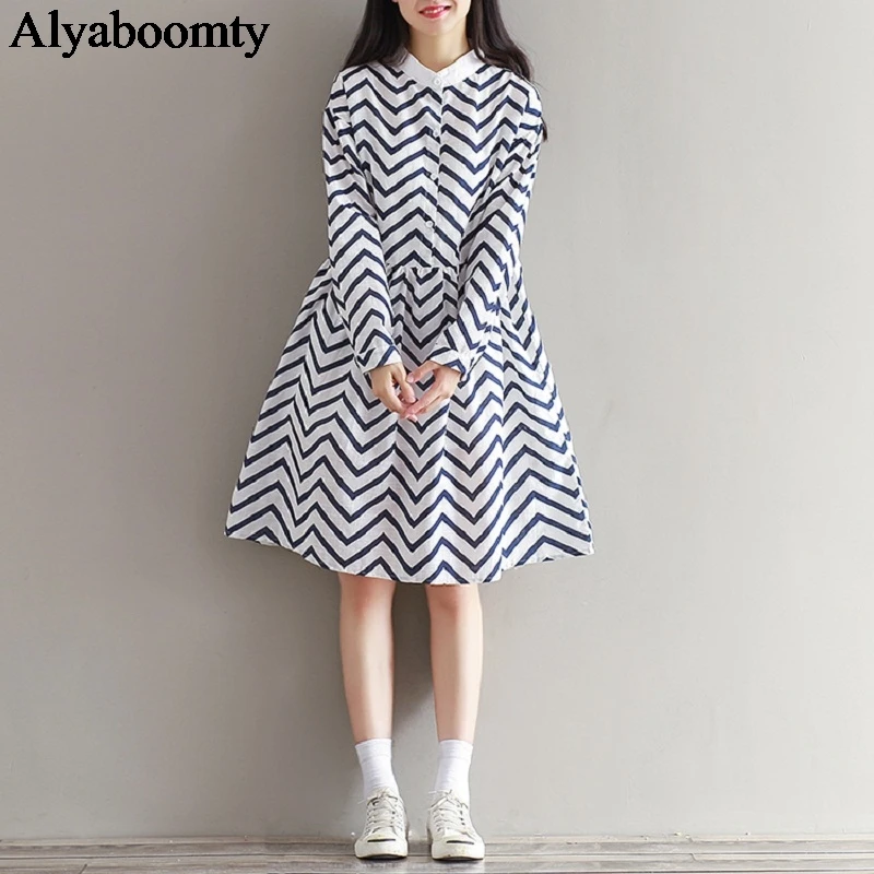 Japanese Mori Girl Spring Autumn Women Dress Stand Collar Wave Printed Loose Vestidos Femininos Vintage Cotton Linen Cute Dress
Japanese Mori Girl Spring Autumn Women Dress Stand Collar Wave Printed Loose Vestidos Femininos Vintage Cotton Linen Cute Dress