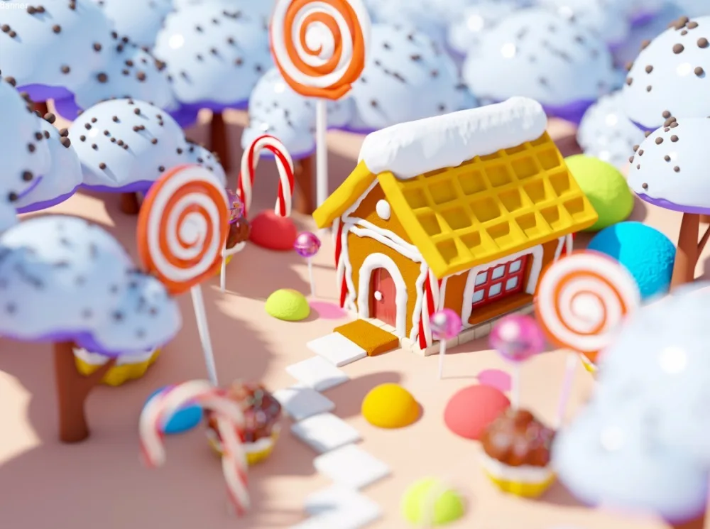 7x5FT мороженое Дерево Шоколадный домик Candyland конфеты Сладости бар на заказ