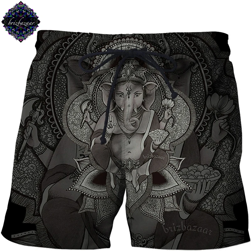Ganesha By Brizbazaar Art Funny Beach Shorts Masculino Men Pant Animal Board Quick Dry Streetwear Short Plage | Мужская одежда