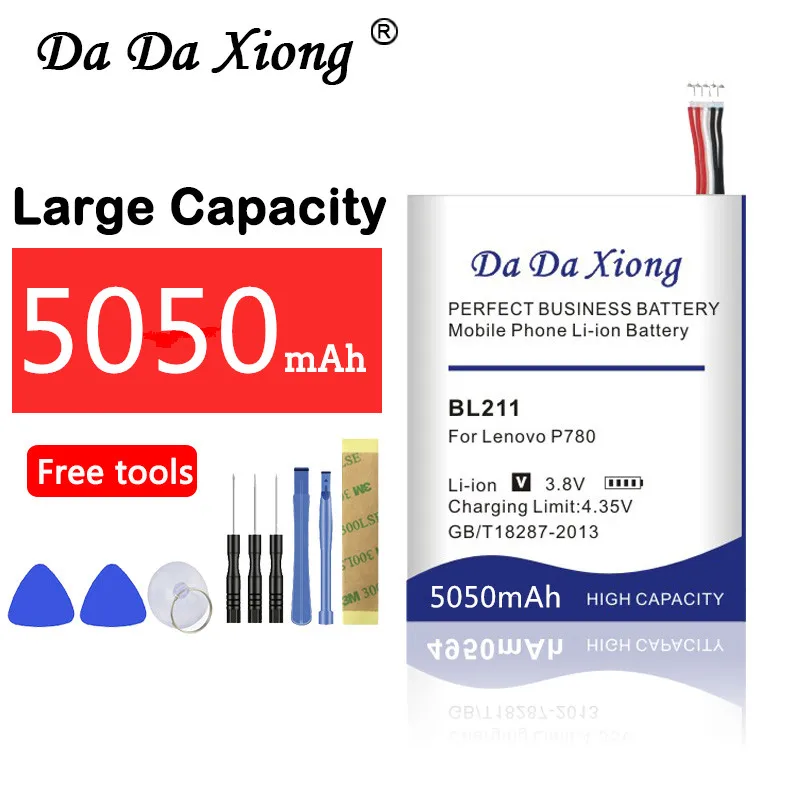 Da Da Xiong 5050mAh BL 211 BL211 Battery for Lenovo P780 battery
Da Da Xiong 5050mAh BL 211 BL211 Battery for Lenovo P780 battery