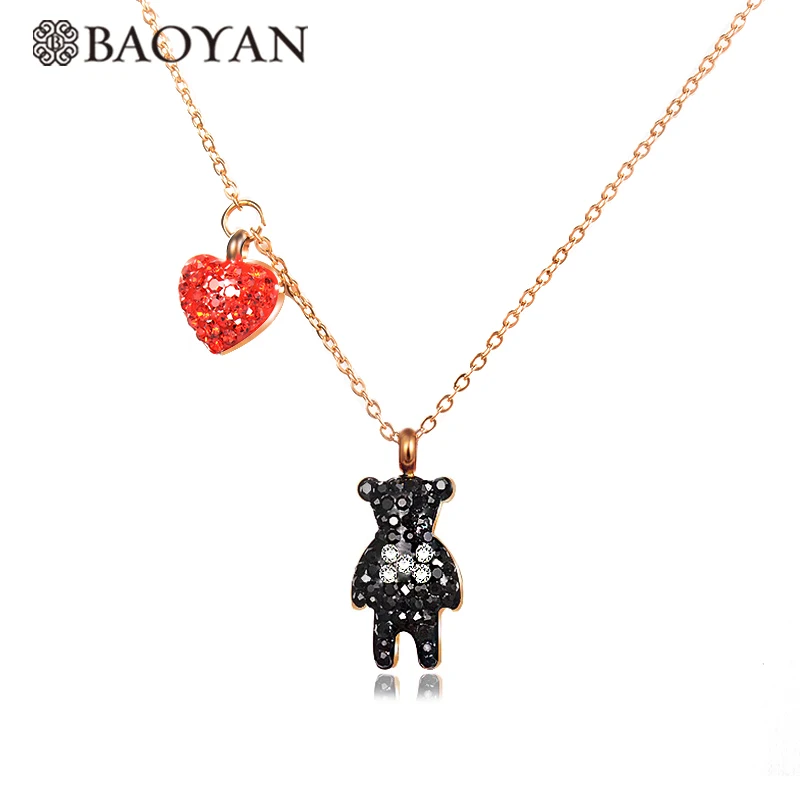 Baoyan Little Zircon Paved Cutie Bear Heart Silver Gold Crystal Stainless Steel Bear Pendant Necklace for Women Best Gift
Baoyan Little Zircon Paved Cutie Bear Heart Silver Gold Crystal Stainless Steel Bear Pendant Necklace for Women Best Gift