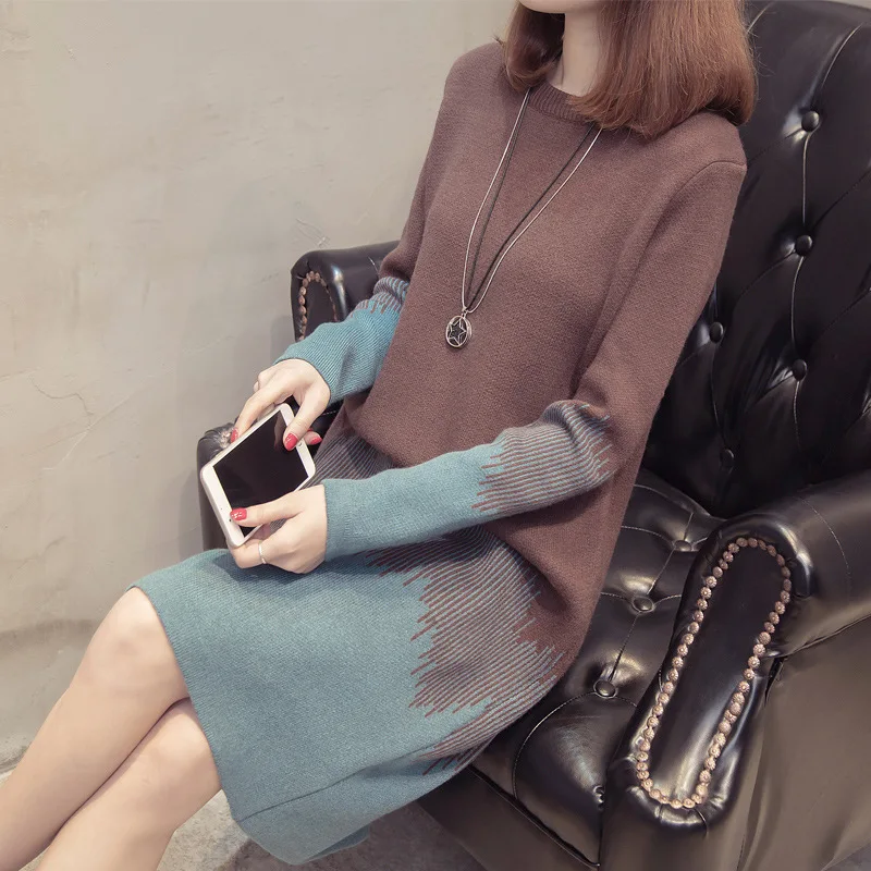 Autumn Winter Sweater Dress Women Pullover Loose Long Sleeves Knit Sweater Large Size Women Tops Bottom Sweater Dress z0512
Autumn Winter Sweater Dress Women Pullover Loose Long Sleeves Knit Sweater Large Size Women Tops Bottom Sweater Dress z0512