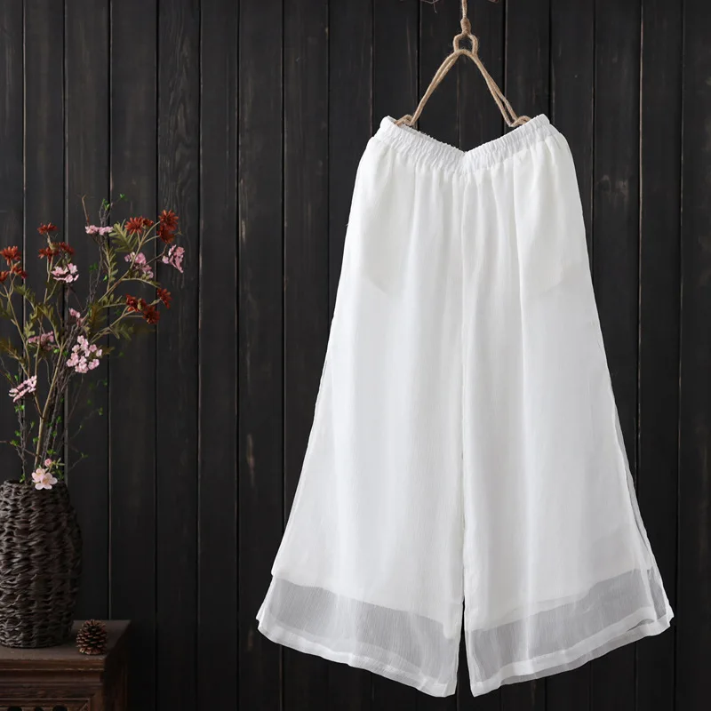 Summer Cool Women Chiffon Straight Pants Ultra-thin Cloth Nine Pants Solid Color High Waist Double Wide Leg Loose Pants Trousers
Summer Cool Women Chiffon Straight Pants Ultra-thin Cloth Nine Pants Solid Color High Waist Double Wide Leg Loose Pants Trousers