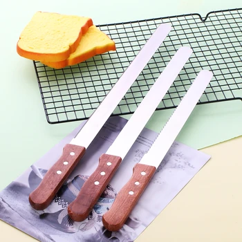 Food Grade Cake Knife Wooden Handle Stainless Steel Bread Cutting Knife 14/12/10 INCH Pastry Toast Slicer Kitchen Baking Tools
Food Grade Cake Knife Wooden Handle Stainless Steel Bread Cutting Knife 14/12/10 INCH Pastry Toast Slicer Kitchen Baking Tools