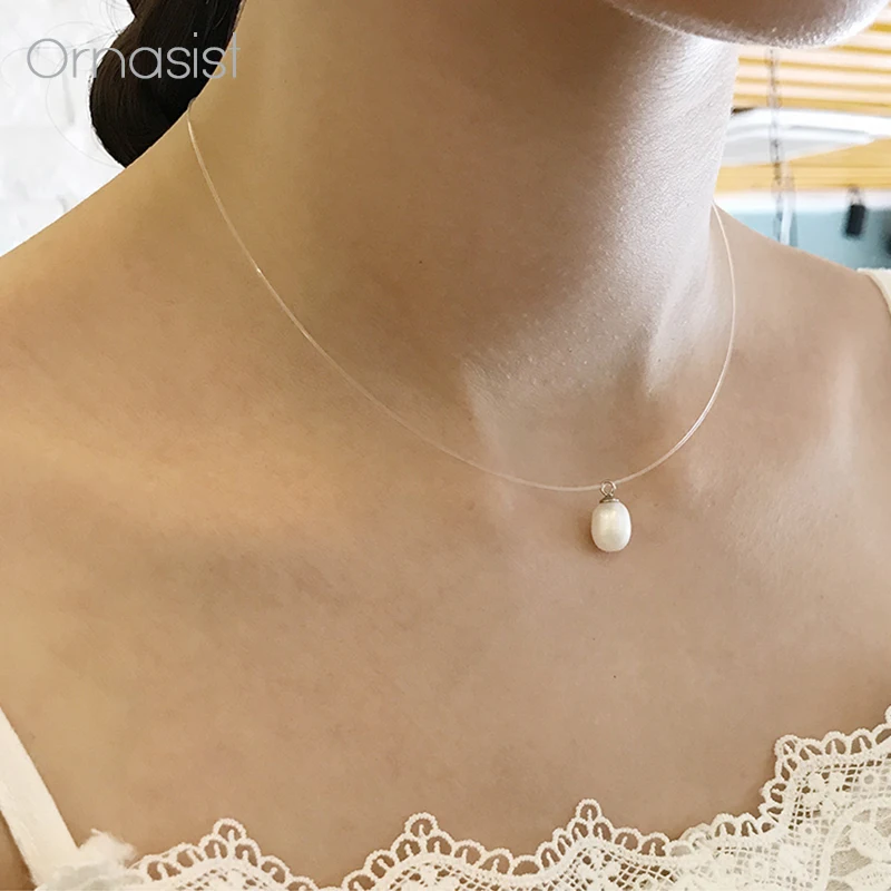 925 Sterling Silver Natural Freshwater Pearl Pendant Necklace For Women Simple Elegant Transparent Fishing Line Charm Necklaces
925 Sterling Silver Natural Freshwater Pearl Pendant Necklace For Women Simple Elegant Transparent Fishing Line Charm Necklaces