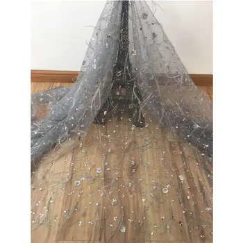 Latest French tulle lace fabric elegant evening net lace material with sequins for lady HNZ215 (5yards/lot) 
Latest French tulle lace fabric elegant evening net lace material with sequins for lady HNZ215 (5yards/lot)