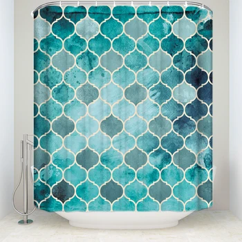 New Waterproof Geometric Art Shower Curtain with Hooks Polyester Fabric Moroccan Bathroom Curtains for Home Decorations Green 
New Waterproof Geometric Art Shower Curtain with Hooks Polyester Fabric Moroccan Bathroom Curtains for Home Decorations Green