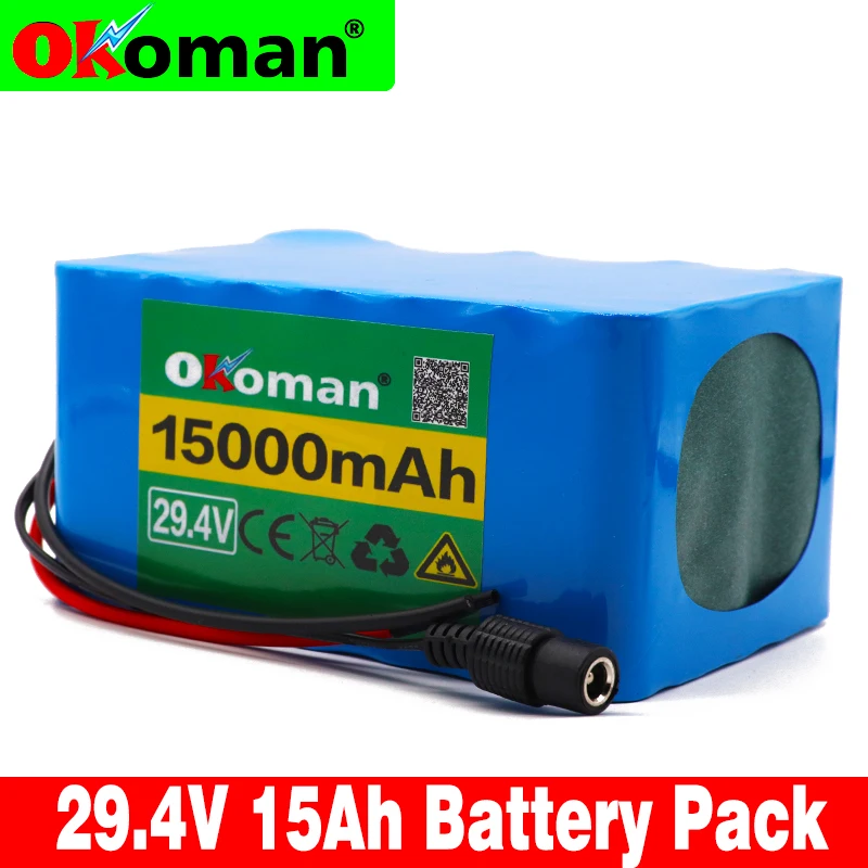 Okoman 7S5P 24v 15Ah Battery pack 250w 29.4V 15000mAh Lithium-ion battery Suitable for wheelchair motor power electric bicycle
Okoman 7S5P 24v 15Ah Battery pack 250w 29.4V 15000mAh Lithium-ion battery Suitable for wheelchair motor power electric bicycle