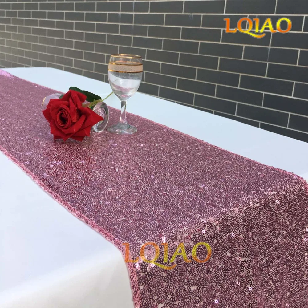 Pink Gold Sequin Tablecloth-012