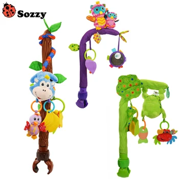 

Hot Sale Sozzy Rattle Unilateral Lathe Hanging Bell Flexible Stent Baby Crib Bed Clip Monkey Owl Frog Infant Plush Mobile Toys