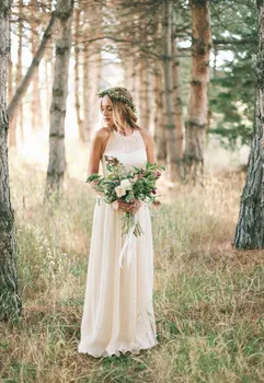 Summer Style Wedding Dresses A-Line Jewel Neckline Sleeveless Off The Shoulder See Through Back Boho Wedding Dress mariage 2019
Summer Style Wedding Dresses A-Line Jewel Neckline Sleeveless Off The Shoulder See Through Back Boho Wedding Dress mariage 2019