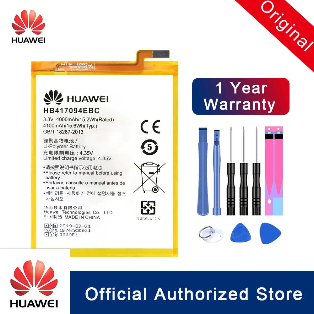 Hua Wei 100% Original Battery HB417094EBC For Huawei Ascend Mate 7 MT7 TL00 TL10 UL00 CL00 Replacement Phone Batteria Akku 4100m
Hua Wei 100% Original Battery HB417094EBC For Huawei Ascend Mate 7 MT7 TL00 TL10 UL00 CL00 Replacement Phone Batteria Akku 4100m