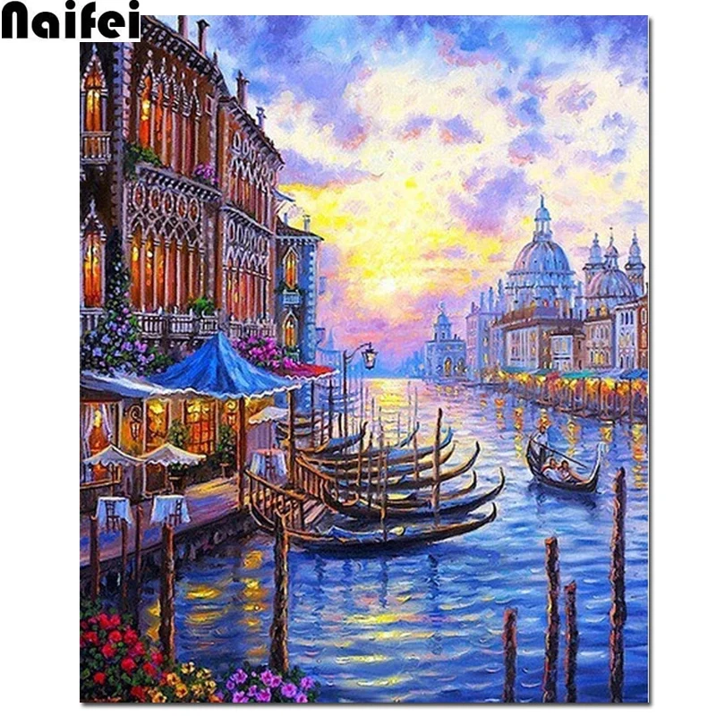 Фото Алмазная живопись сделай сам Венеция-город на воде пейзаж полная вышивка Стразы