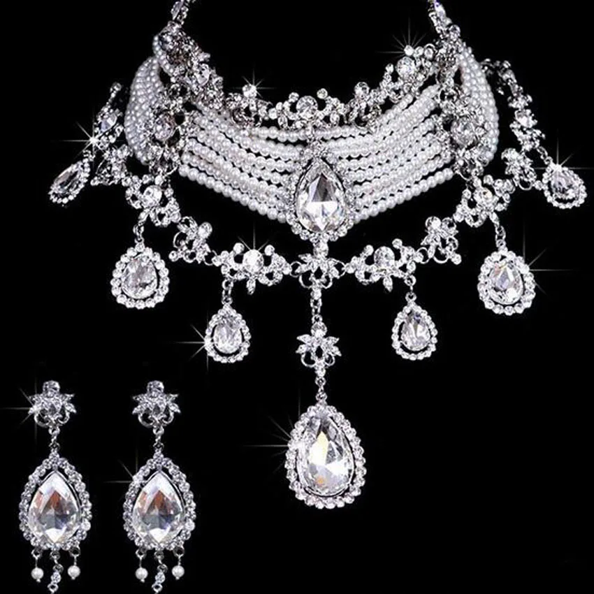 MHS.SUN 1SET Luxury Fashion Crystal Wedding Jewelry Set Rhinestone Pearl Bridal Necklace&Earring Set Women Wedding Party Jewelry
MHS.SUN 1SET Luxury Fashion Crystal Wedding Jewelry Set Rhinestone Pearl Bridal Necklace&Earring Set Women Wedding Party Jewelry