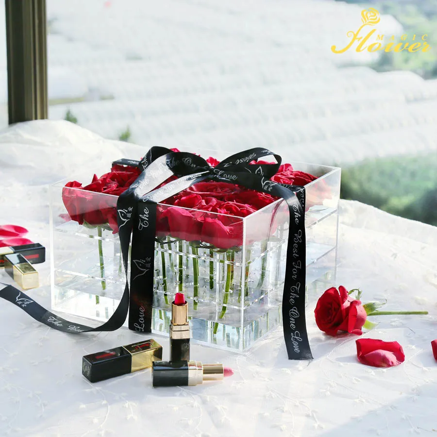 DIY Transparent Acrylic Square Gift Box Preserved Rose Eternal Flowers Packaging Storage Box Customized Flower Box
DIY Transparent Acrylic Square Gift Box Preserved Rose Eternal Flowers Packaging Storage Box Customized Flower Box