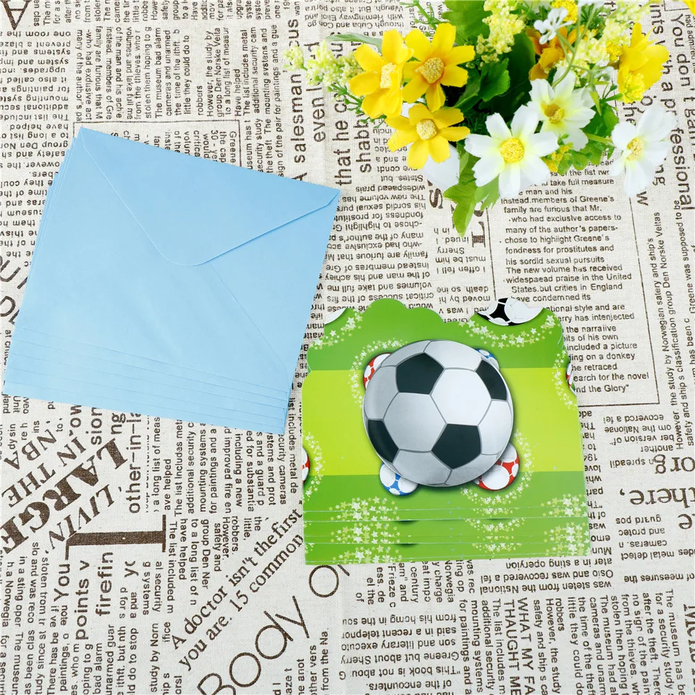 6 Pcs Cards+6 Pcs Envelopes Boys Football Theme Party Paper Invitation Card Kids Baby Birthday Party Decorations Supplies
6 Pcs Cards+6 Pcs Envelopes Boys Football Theme Party Paper Invitation Card Kids Baby Birthday Party Decorations Supplies