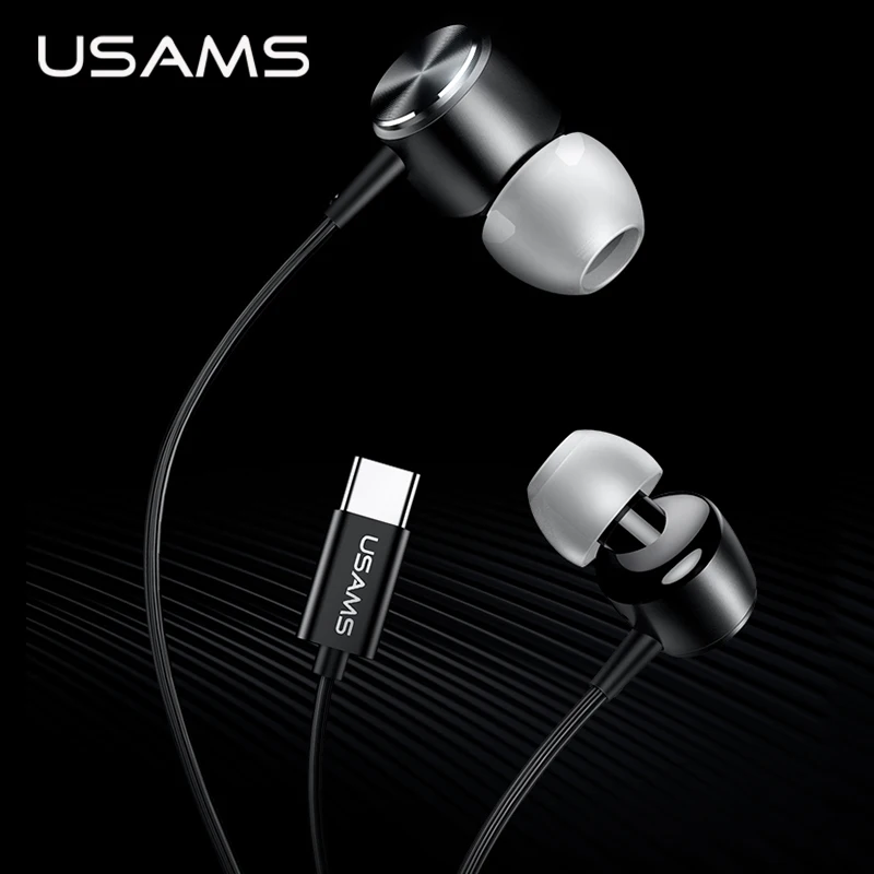 USAMS наушники-вкладыши для type-C металлические наушники USB C гарнитура проводные Inear