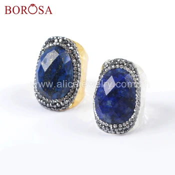 BOROSA 6PCS Gold/Silver Color Natural Lapis Lazuli Faceted Stone Druzy Rings Crystal Paved Black Zircons Gems for Women JAB947
BOROSA 6PCS Gold/Silver Color Natural Lapis Lazuli Faceted Stone Druzy Rings Crystal Paved Black Zircons Gems for Women JAB947