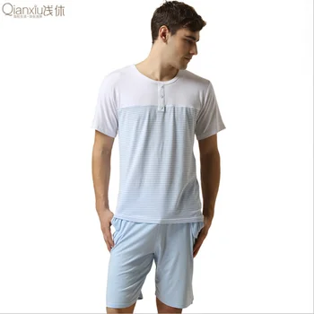 2020 Summer Special Price Men Casual Striped Pajama sets Washed Cotton Sleepwear suit Men's O-neck collar t shirt & Half Pants
2020 Summer Special Price Men Casual Striped Pajama sets Washed Cotton Sleepwear suit Men's O-neck collar t shirt & Half Pants