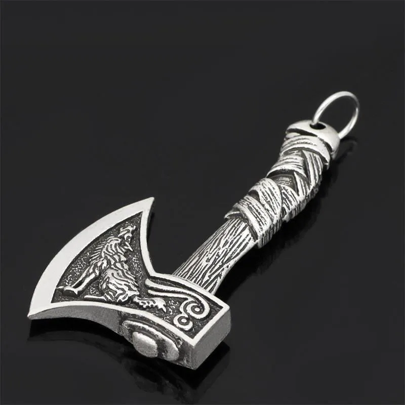 Nordic Viking Handle Axe Pendant Necklace Wolf Raven Double-sided Rune Silver Ancient Bronze Axe Necklace
Nordic Viking Handle Axe Pendant Necklace Wolf Raven Double-sided Rune Silver Ancient Bronze Axe Necklace
