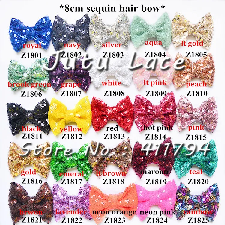 Фото 150 pcs/ lot 8cm'' Sequin headband bows Messy bow Bows For DIY for hair apparel accessories headwear | Аксессуары для