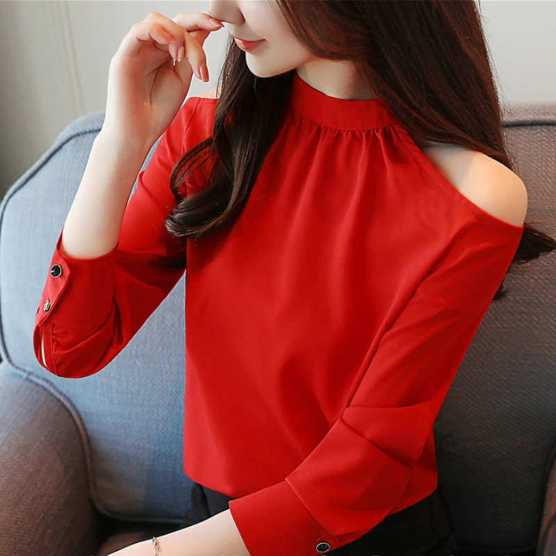 fashion sexy off shoulder tops chiffon blouse shirt women tops and blouses 2018 long sleeve red OL blouse blusa feminina A155
fashion sexy off shoulder tops chiffon blouse shirt women tops and blouses 2018 long sleeve red OL blouse blusa feminina A155