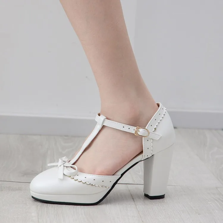 PXELENA Ruffles Princess Lolita Women Wedding Shoes White Bow T Strap Chunky High Heel Mary Janes Pumps Dress Plus Size 34-45
PXELENA Ruffles Princess Lolita Women Wedding Shoes White Bow T Strap Chunky High Heel Mary Janes Pumps Dress Plus Size 34-45